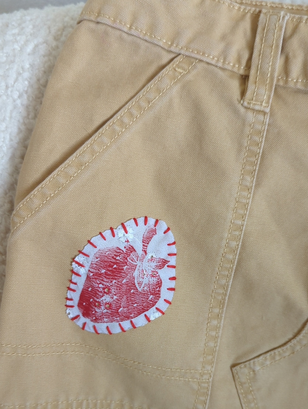 Urban Outfitters BDG Khaki Beige Patchwork Midi Skirt with Embroidered Accents - Picture 2 of 9